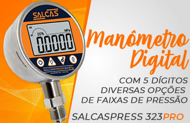 Manômetro Digital com 5 dígitos com Diversas Opções de faixas de Pressão - SalcasPress 323PRO