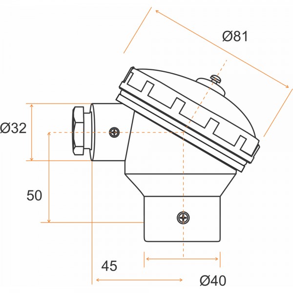 Cabeçote para termopares KNE de Alumínio